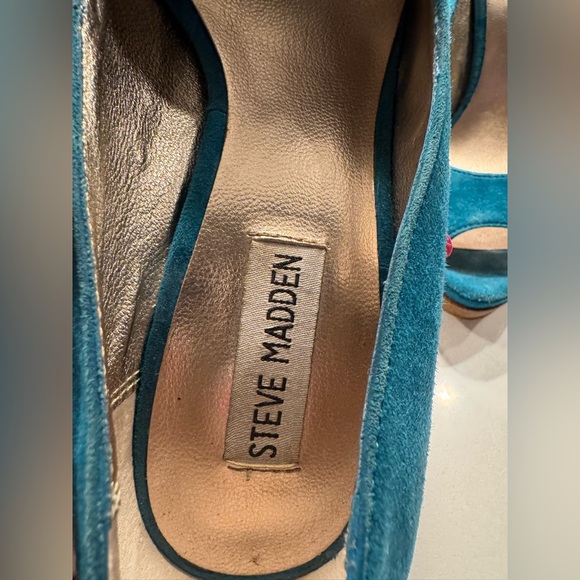 Steve Madden Teal Peep Toe Disobey 4 ” heels Size 8M - Picture 6 of 16